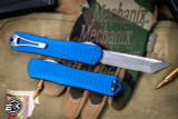 Heretic Knives Manticore X OTF Knife Blue Grenade Grip 3.75" Tanto Stonewash H031F-2A-BLU