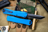  Heretic Knives Manticore X OTF Knife Blue Grenade Grip 3.75" Tanto DLC H031F-6A-BLU