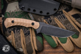 Toor Knives Brauler Fixed Blade Knife Omaha Tan G10 3.9" Drop Point Blackwash