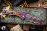 Medford Praetorian Slim Flipper Folding Knife Bronze/Violet Lightning Titanium 3.3" Vulcan Tanto