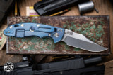 Hinderer Knives XM-18 3.5" Bowie Non Flipper Folding Knife Translucent Green G10, Stonewash Blue