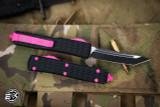Preowned-Microtech Pink Tri-Grip Ultratech OTF Knife 3.4" Black Tanto 123T-1PKEKS
