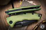  Heretic Knives Medusa Manual Folding Knife Antique Green Titanium 3.25" MagnaCut Tanto Black H009-6A-TIGRN