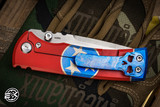 Preowned-Chaves Knives Ultramar Redencion Street "TN 3 Star Flag" Red Titanium Framelock 3.25" Tanto