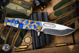 Medford USMC FF Fighter Flipper Folding Knife Blue/Bronze Stained Glass Sculpted Titanium 4.25" Drop Point 