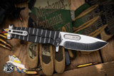 Medford USMC FF Fighter Flipper Folding Knife Black/Silver Gator Belly Sculpted Titanium 4.25" Drop Point 