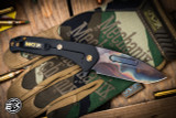 Medford Praetorian Slim Flipper Folding Knife DLC w/ Gold Filigree Titanium 3.3" Vulcan Tanto