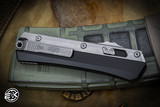 PREOWNED-Microtech "Glykon" OTF Automatic Knife Aluminum/Titanium 3.75" Bayonet Apocalyptic Stonewash 184-10AP