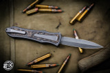 Hawk Knives Deadlock Model C Dark Stonewash Titanium Gold Carbon Fiber Inlay 3.5" M390 Stonewash Dagger