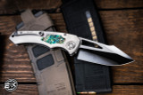 Heretic Knives Custom "Pariah" Manual Button Lock Folding Knife Titanium Abalone Inlay 4" Mirror Polish