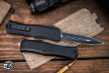 Microtech Hera II Mini OTF Automatic Knife Aluminum 3" M390 Dagger Black 1702M-1T