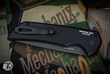 Blade Show West-ProTech Mordax Manual Flipper Button Lock Knife Black 3.75" DLC MagnaCut Drop Point