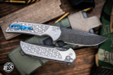 ProTech Mordax Custom Manual Flipper Button Lock Knife Stainless Steel Grid Pattern 3.75" Vegas Forge Damascus