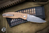 Three Rivers Manufacturing ATOM Folding Knife Lizard Skin Natural Micarta 3.5" MagnaCut Stonewash