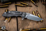 Rick Hinderer Knives XM-18 3.0" Harpoon Tanto Knife Black G10/Working Finish, Stonewash Blade