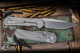 Chris Reeve Knives Large Sebenza 31 Folding Knife Glass Blasted Titanium, Forever Flag Graphic 3.6" MagnaCut Drop Point Stonewash L31-1690