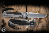 Chris Reeve Knives Large Sebenza 31 Folding Knife Glass Blasted Titanium, Bog Oak Inlay 3.6" MagnaCut Tanto Stonewash L31-1130