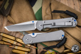 Left Hand-Chris Reeve Knives Small Sebenza 31 Folding Knife Glass Blasted Titanium, Blue Accents 3" MagnaCut Tanto S31-1688