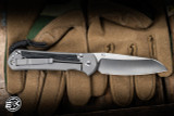 Chris Reeve Knives Large Sebenza 31 Folding Knife Glass Blasted Titanium, Black Canvas Micarta Inlay 3.6" MagnaCut Insingo L31-1224