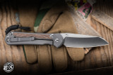 Chris Reeve Knives Large Sebenza 31 Folding Knife Sandblasted Titanium, Natural Canvas Micarta Inlay 3.6" MagnaCut Insingo L31-1222