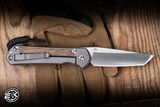 Chris Reeve Knives Large Sebenza 31 Folding Knife Glass Blasted Titanium, Natural Canvas Micarta Inlay 3.6" MagnaCut Tanto L31-1234