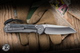 Chris Reeve Knives Large Sebenza 31 Folding Knife Sandblasted Titanium, Black Canvas Micarta Inlay 3.6" MagnaCut Insingo Stonewash L31-1220