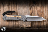 Chris Reeve Knives Small Sebenza 31 Folding Knife Glass Blasted Titanium/Box Elder Inlay 3" Insingo S31-1126