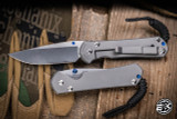 Left Hand-Chris Reeve Knives Small Sebenza 31 Folding Knife Glass Blasted Titanium, Blue Accents 3" MagnaCut Drop Point Stonewash S31-1645