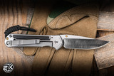 Chris Reeve Knives Small Sebenza 31 Folding Knife Polished Titanium/Bog Oak Inlay 3" MagnaCut Drop Point S31-1620