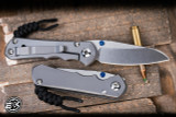 Chris Reeve Knives Small Inkosi Folding Knife Glass Blasted Titanium, Blue Accents 2.8" MagnaCut Insingo Stonewash SIN-1122