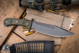 RMJ Tactical Jungle Combat Fixed Blade Knife Dirty Olive G10 7" Tungsten Gray Cerakote