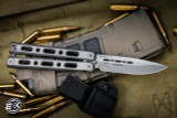 Benchmade 82 Laro Balisong Butterfly Knife Titanium 3.6" MagnaCut Drop Point Stonewash