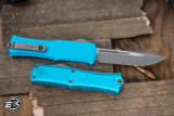 Microtech Hera Mini OTF Automatic Knife Turquoise 3" Drop Point Apocalyptic Stonewash 1703M-10APTQ