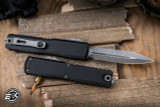 Microtech Ultratech Gen III ZBP OTF Automatic Knife Black Aluminum 3.5" M390 Dagger Apocalyptic Stonewash 1122-10AP