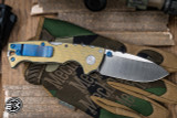 Demko Knives Custom AD10 Lockback Green Textured Titanium Blue Accents 3.5" MagnaCut Satin
