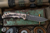 Spartan Blades Harsey Folder "Plague" Custom Engraved Bronze/Purple Titanium 4" Nichols Damascus