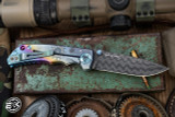 Spartan Blades Harsey Folder "Plague" Custom Engraved Rainbow #1 Titanium 4" Nichols Damascus