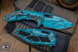 Heretic Knives Medusa Manual Folding Knife Cell-Shaded Turquoise 3" MagnaCut Tanto Turquoise H009-CS-TQ