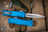 Microtech Hera II OTF Automatic Knife Blue 3.85" Dagger Stonewash 1702-10BL