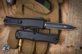 Microtech Hera II Mini OTF Automatic Knife Black 3" M390 Dagger Full Serrated Black 1702M-3T