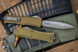 Microtech Hera II Mini OTF Automatic Knife OD Green Aluminum 3" M390 Dagger Apocalyptic Stonewash 1702M-10APOD