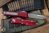 Microtech UTX-85 OTF Automatic Merlot Red 3" M390 Drop Point Apocalyptic Serrated Stonewash 231-11APMR