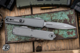 Microtech Ultratech Gen III ZBP Automatic OTF Knife Natural Gray Aluminum 3.5" M390 Dagger Apocalyptic Stonewash 1122-10APNC