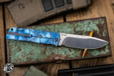 Medford Antik Front Flipper Folding Knife Blue Stained Glass Titanium 3.75" Drop Point Tumbled