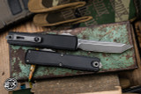 Microtech Ultratech Gen III ZBP OTF Automatic Knife Black Aluminum 3.5" M390 Tanto Apocalyptic Stonewash 1123-10AP
