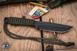 Mick Strider Knives WP Fixed Blade Knife OD Green Cord Wrap 4" MagnaCut Tanto Black