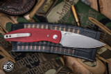 Three Rivers Manufacturing ATOM Folding Knife Ruby Red G10 3.5" Drop Point Stonewash