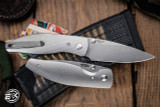 Three Rivers Manufacturing Custom ATOM Folding Knife Pinstripe Titanium 3.5" Drop Point Stonewash