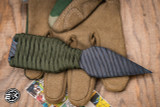 Mick Strider Knives Push Nail Fixed Blade OD Green Cord Dagger Flame Striped