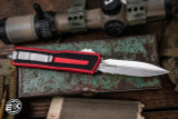 Microtech Scarab II Gen III OTF Automatic Knife Red Aluminum 4" M390 Dagger Stonewash Serrated 1280-11RD